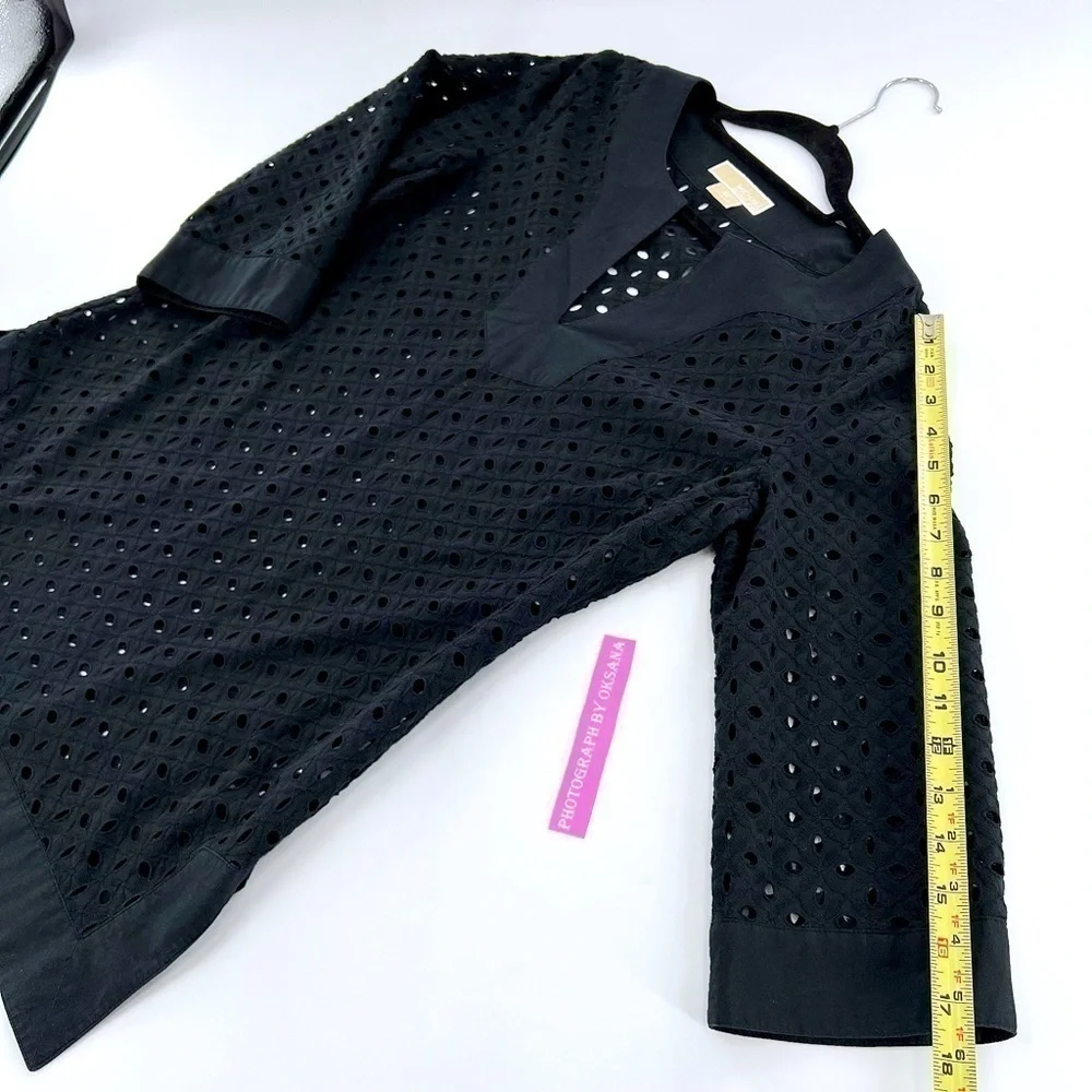 Michael Kors Black Eyelet Tunic size 10 Cotton 100%